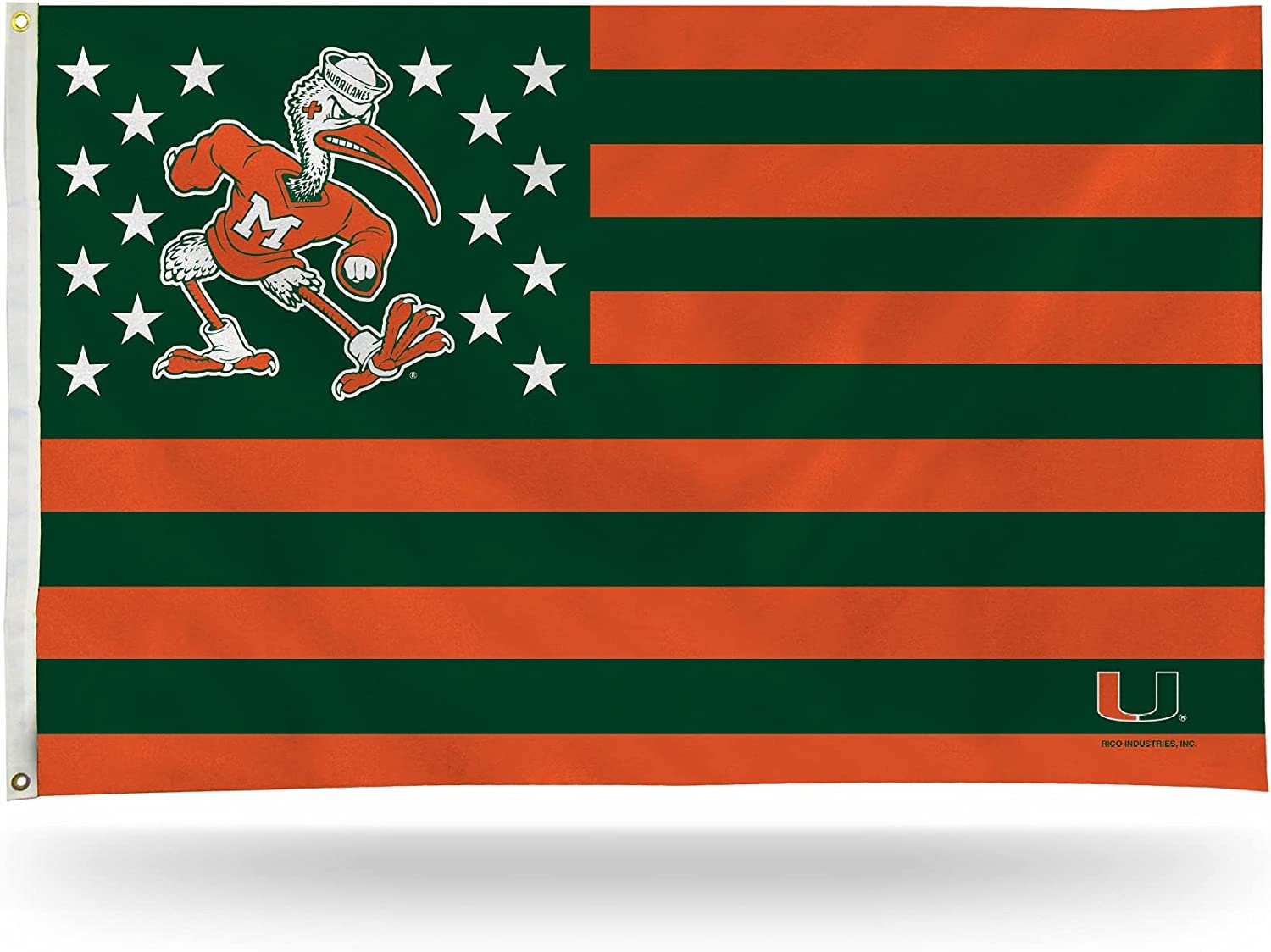 University of Miami Hurricanes Premium 3x5 Feet Flag Banner Country Design Metal Grommets Outdoor Indoor