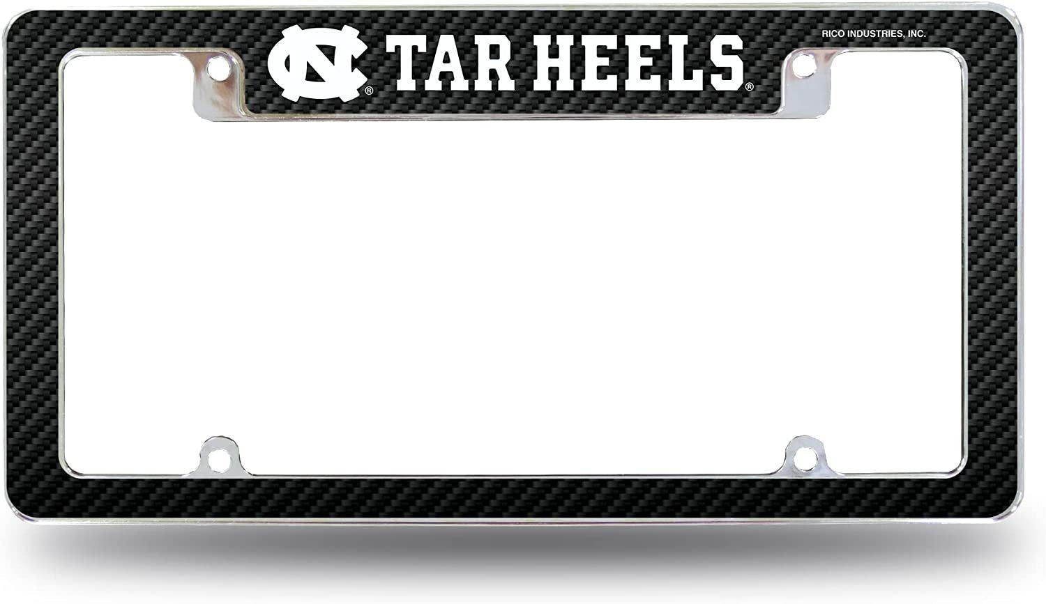 University of North Carolina Tar Heels Metal License Plate Frame Chrome Tag Cover Carbon Fiber Design 6x12 Inch