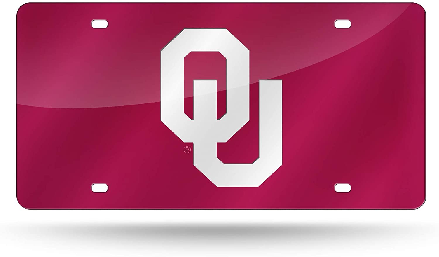 University of Oklahoma Sooners Premium Laser Cut Tag License Plate, Mirrored Acrylic Inlaid, Red, 12x6 Inch