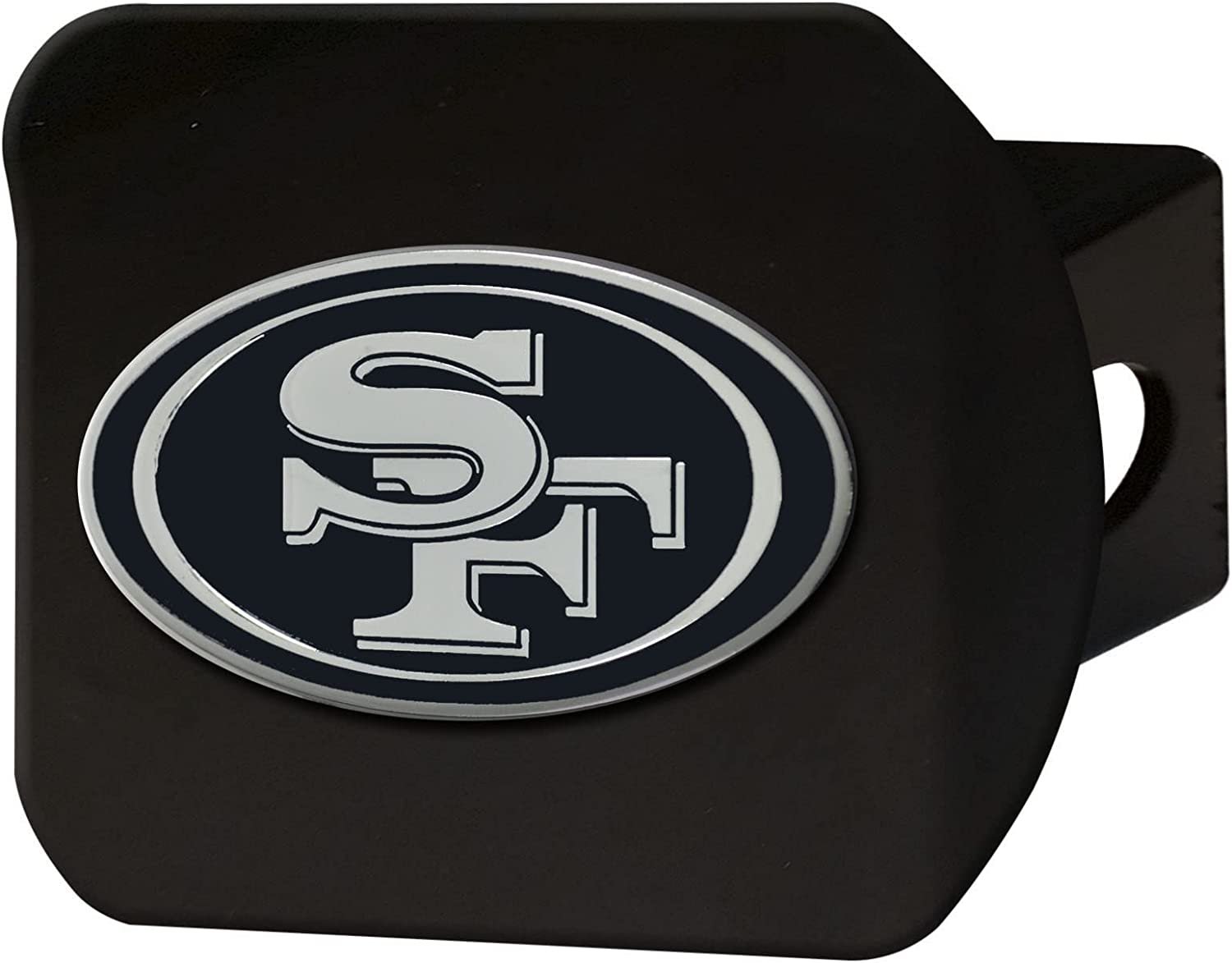 FANMATS - 21585 NFL San Francisco 49ers Metal Hitch Cover, Black, 2" Square Type III Hitch Cover