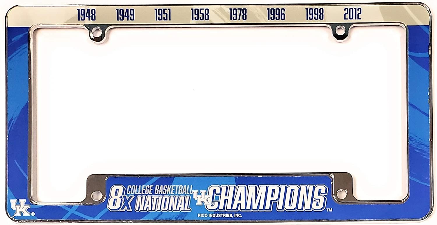 University of Kentucky Wildcats 8X Champions Metal License License Plate Frame Tag Cover, All Over Design, 12x6 Inch