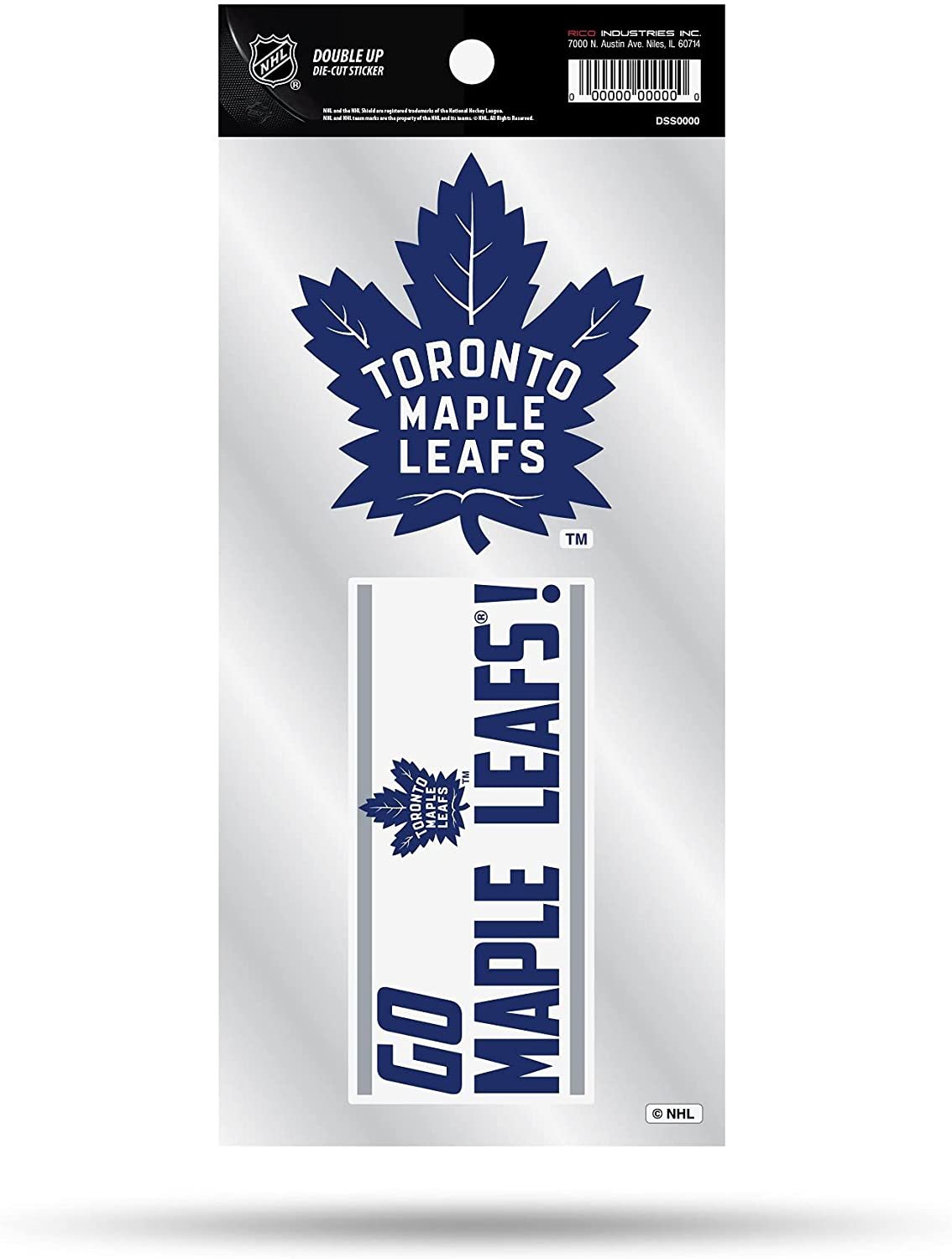 Toronto Maple Leafs 2-Piece Double Up Die Cut Sticker Decal Sheet, 4x8 Inch