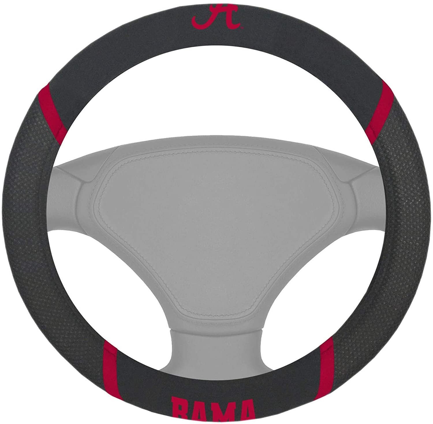 Alabama Crimson Tide Steering Wheel Cover Embroidered Black 15 Inch University of