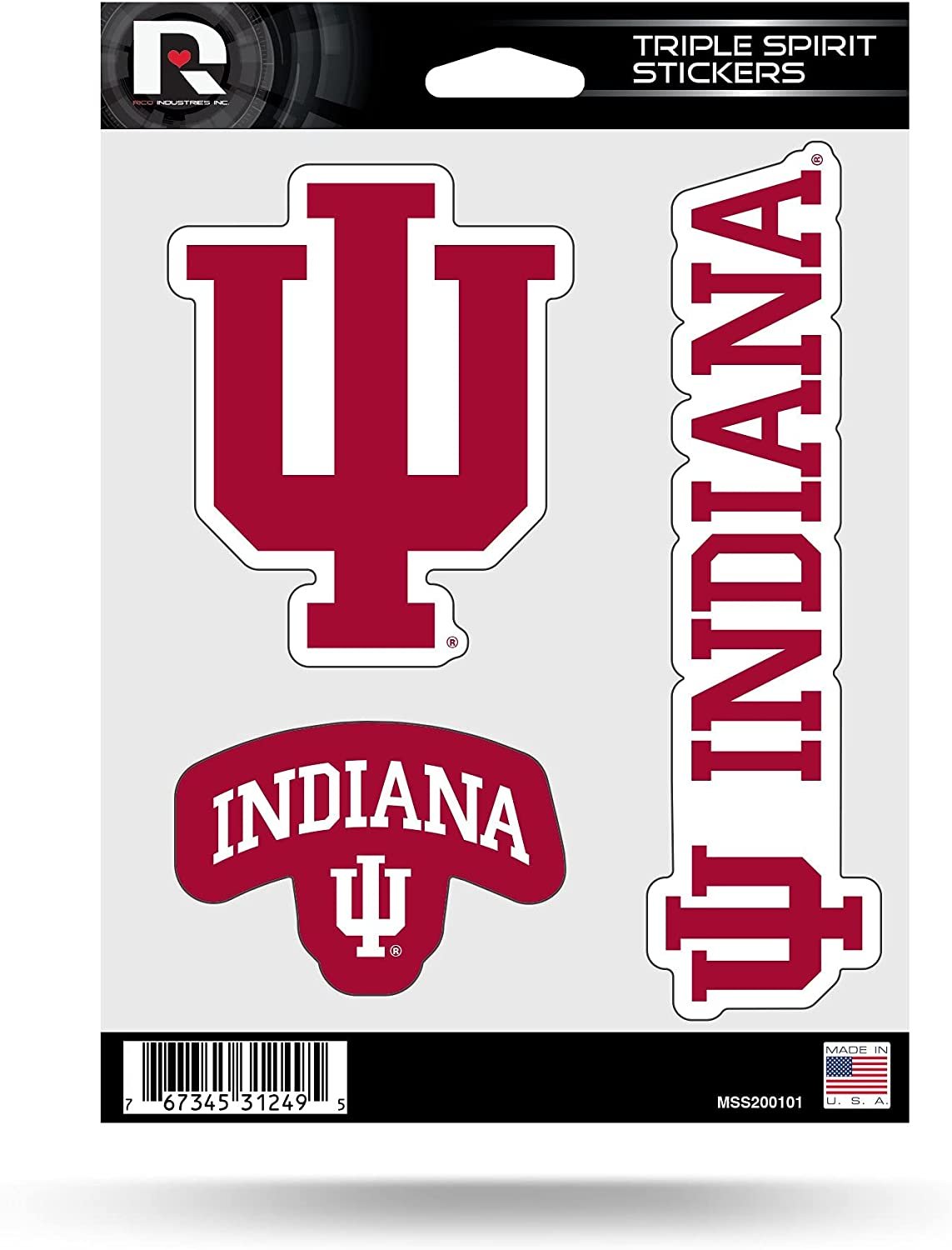 Indiana Hoosiers Triple Sticker Decal Sheet 3-Piece