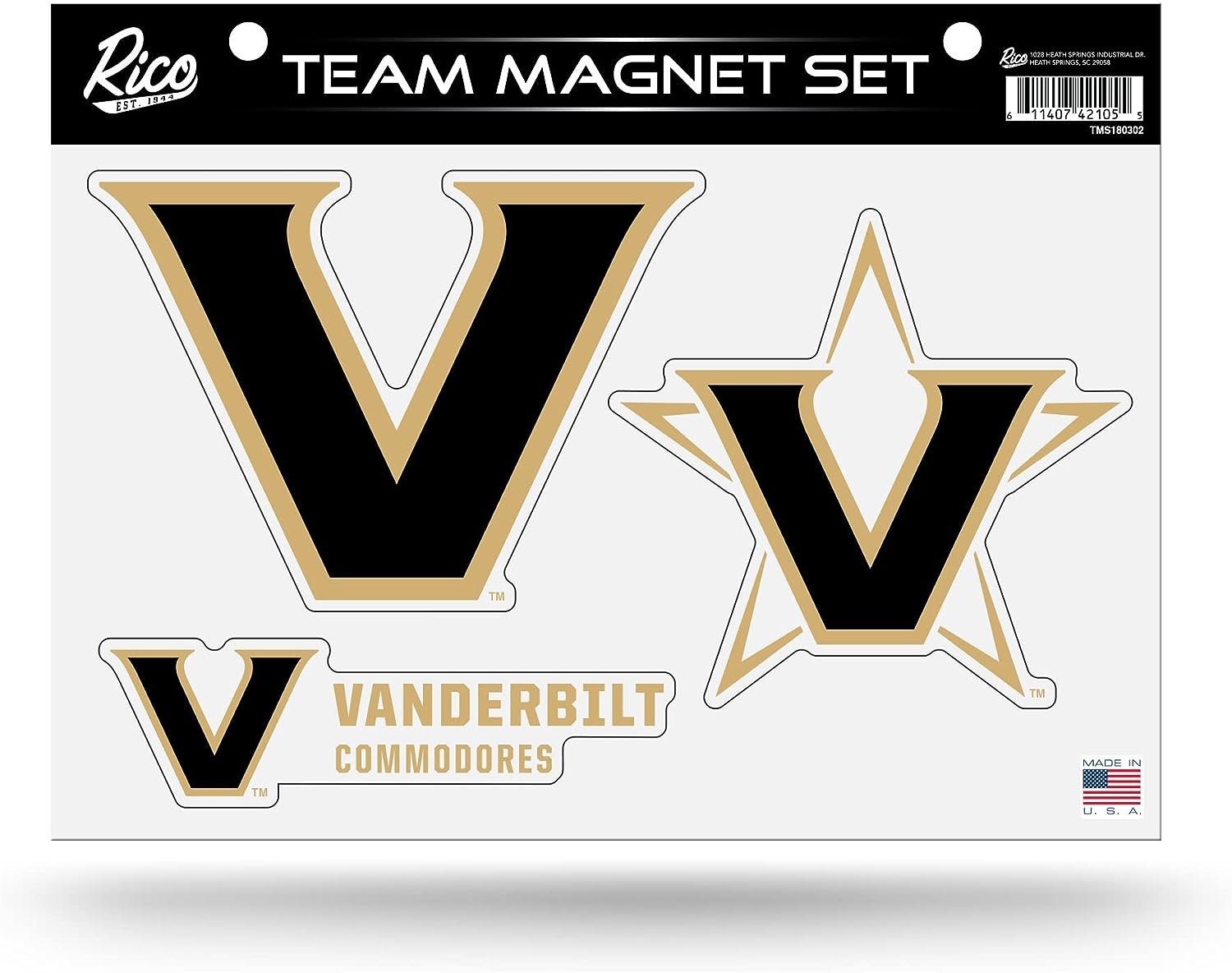 Vanderbilt University Commodores Multi Magnet Set, 8.5x11 Inch Sheet, Die Cut, Auto Home