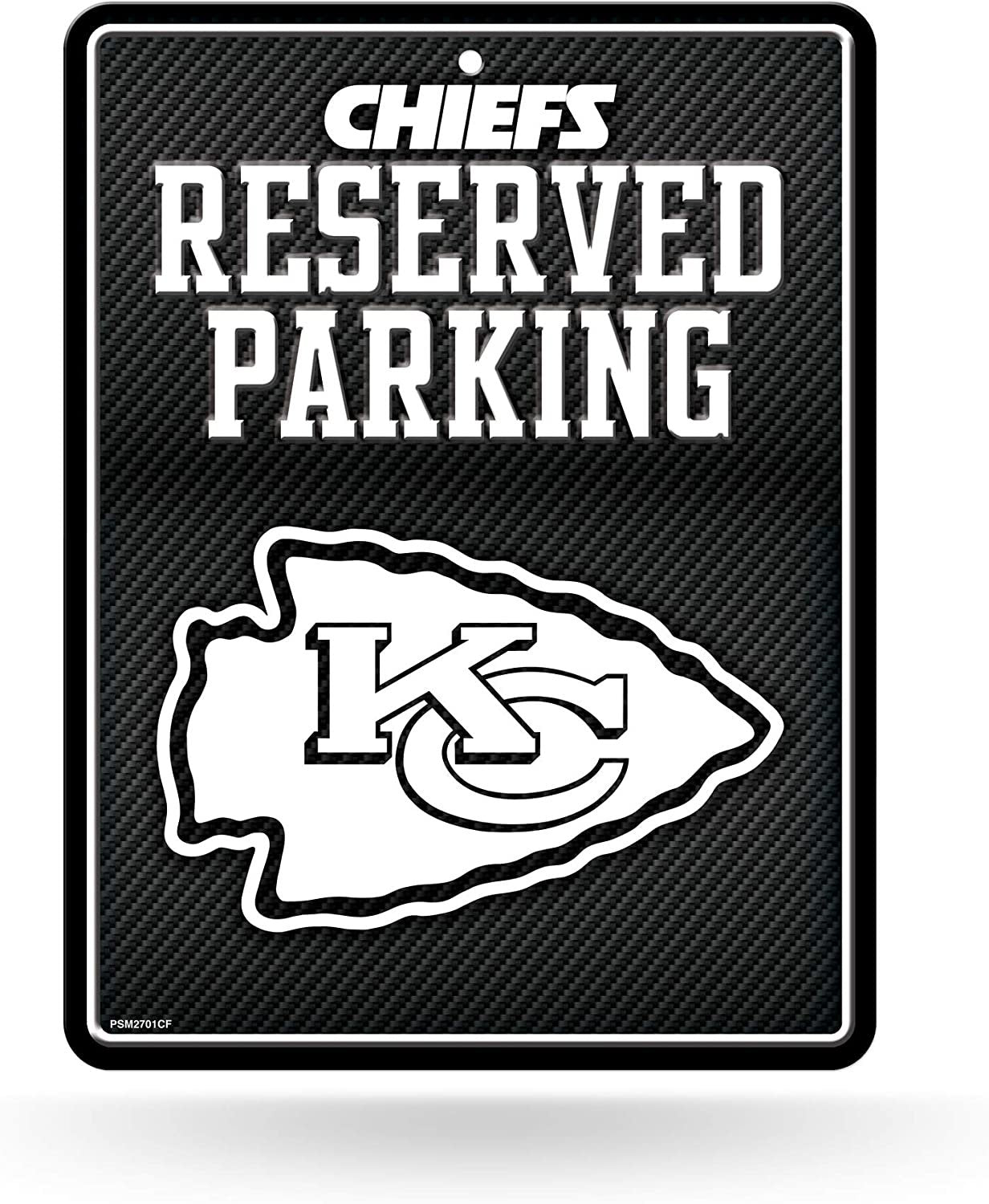 Kansas City Chiefs Metal Parking Novelty Wall Sign 8.5 x 11 Inch Carbon Fiber Design