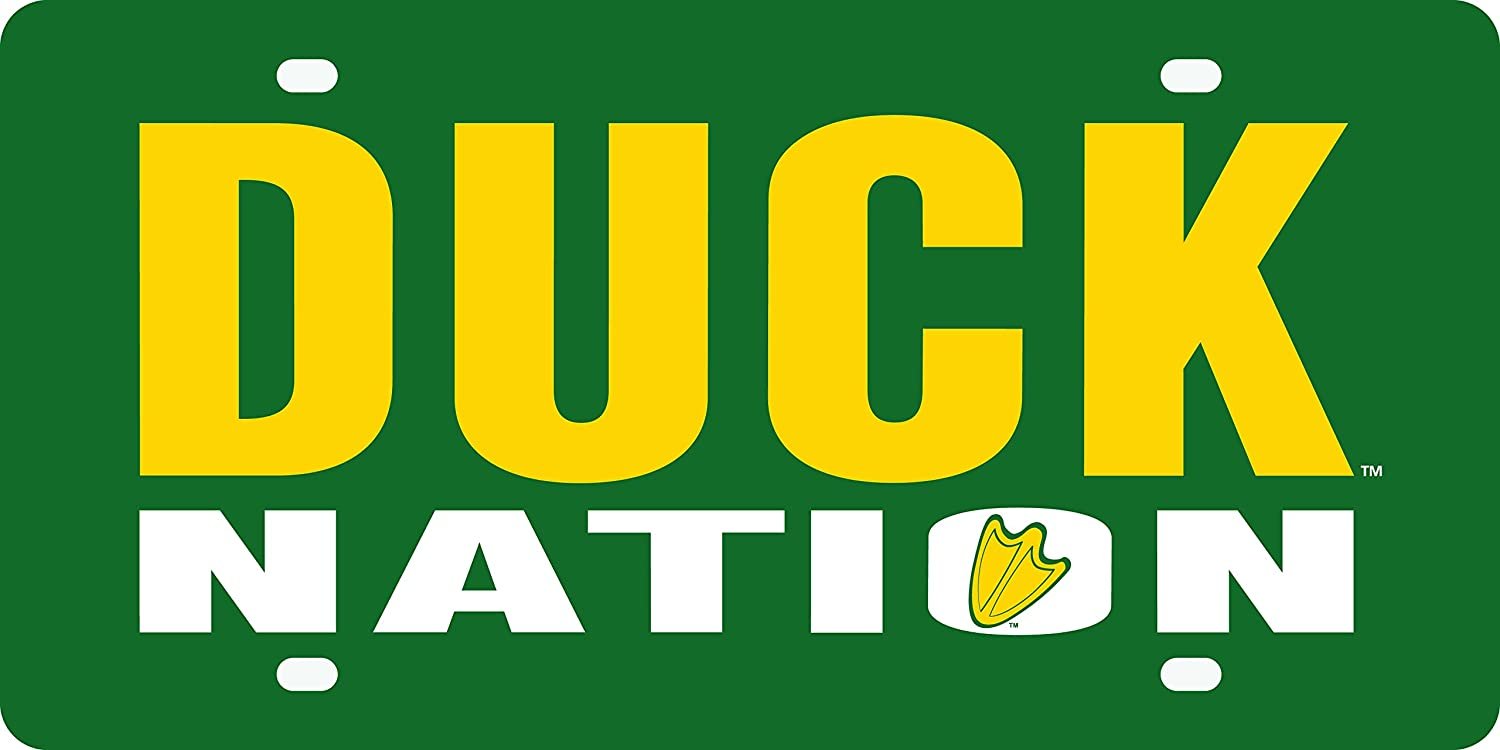 University of Oregon Ducks Premium Laser Cut Tag License Plate, Nation, Mirrored Acrylic Inlaid, 6x12 Inch