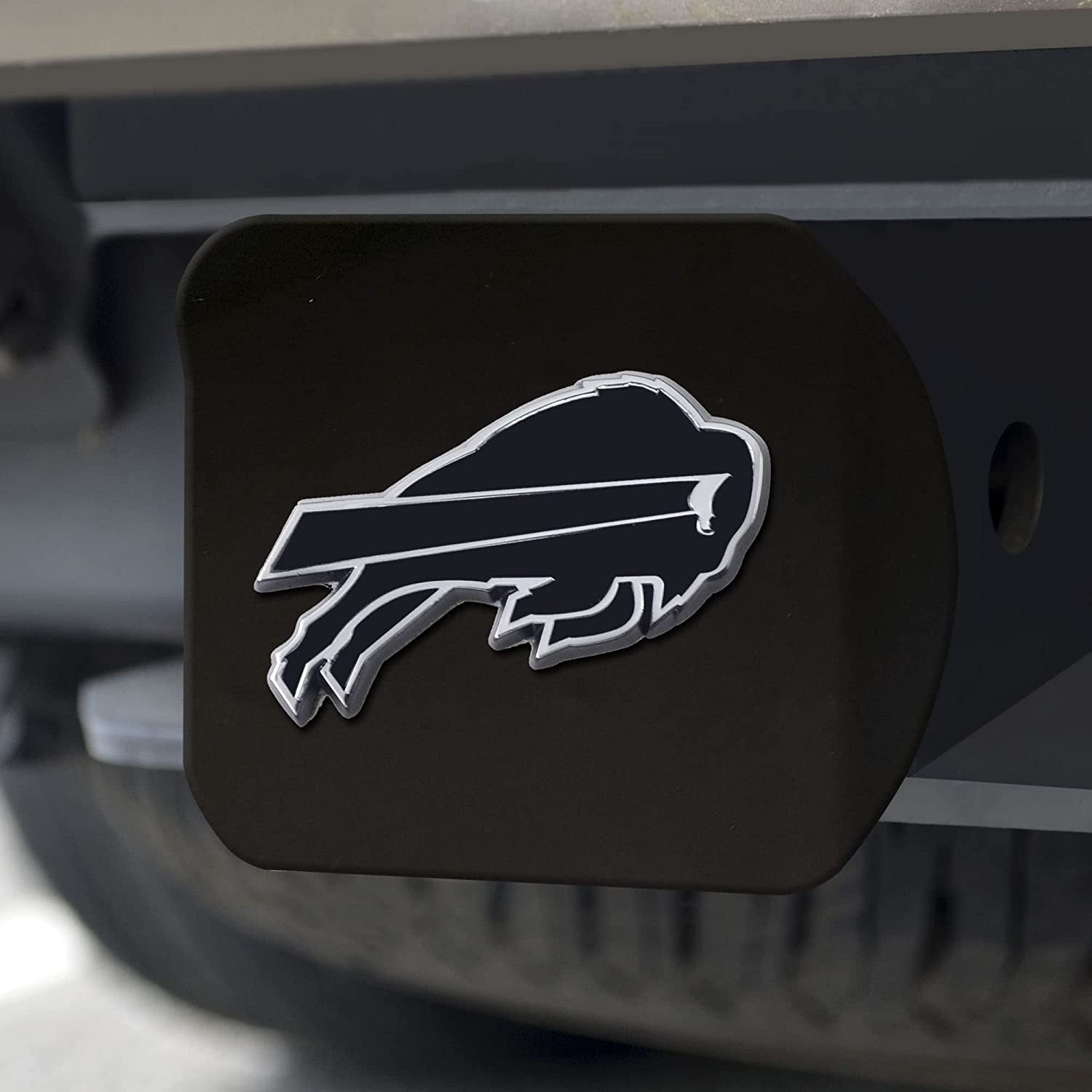NFL Buffalo Bills Metal Hitch Cover, Black, 2" Square Type III Hitch Cover