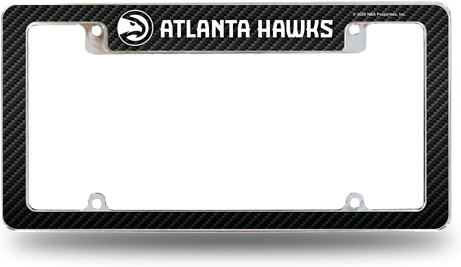 Atlanta Hawks Metal License Plate Frame Tag Cover Carbon Fiber Design 12x6 Inch