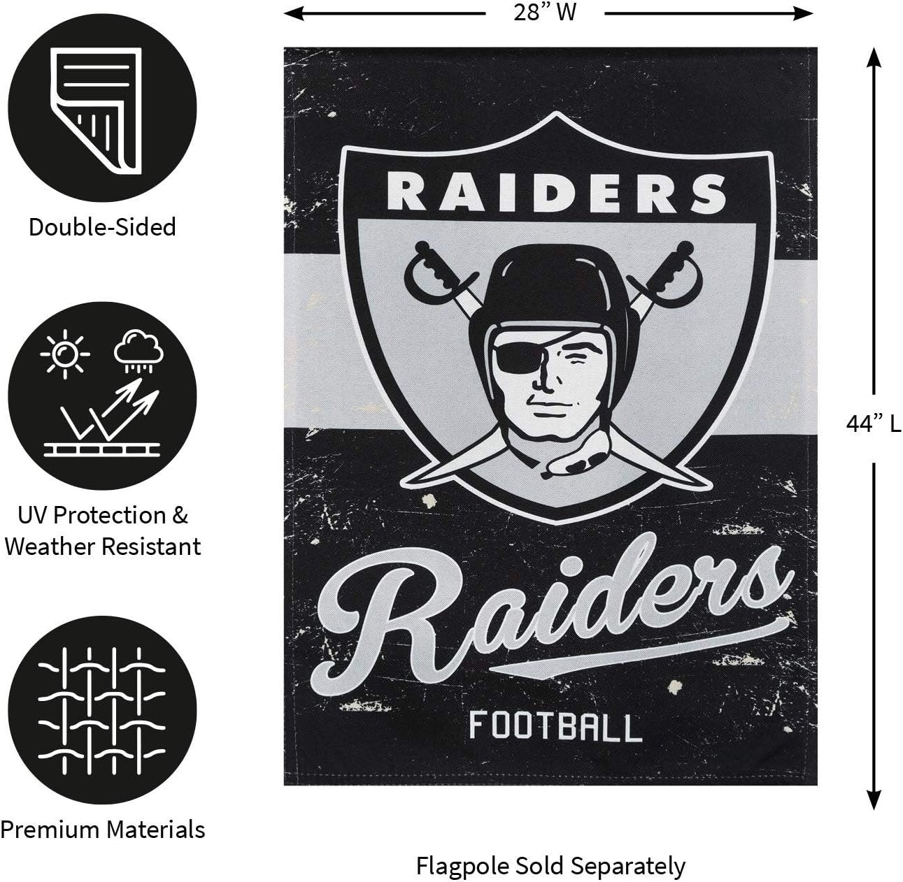 Las Vegas Raiders Premium Double Sided Banner Flag 28x44 Inch Vintage Logo Design Indoor Outdoor