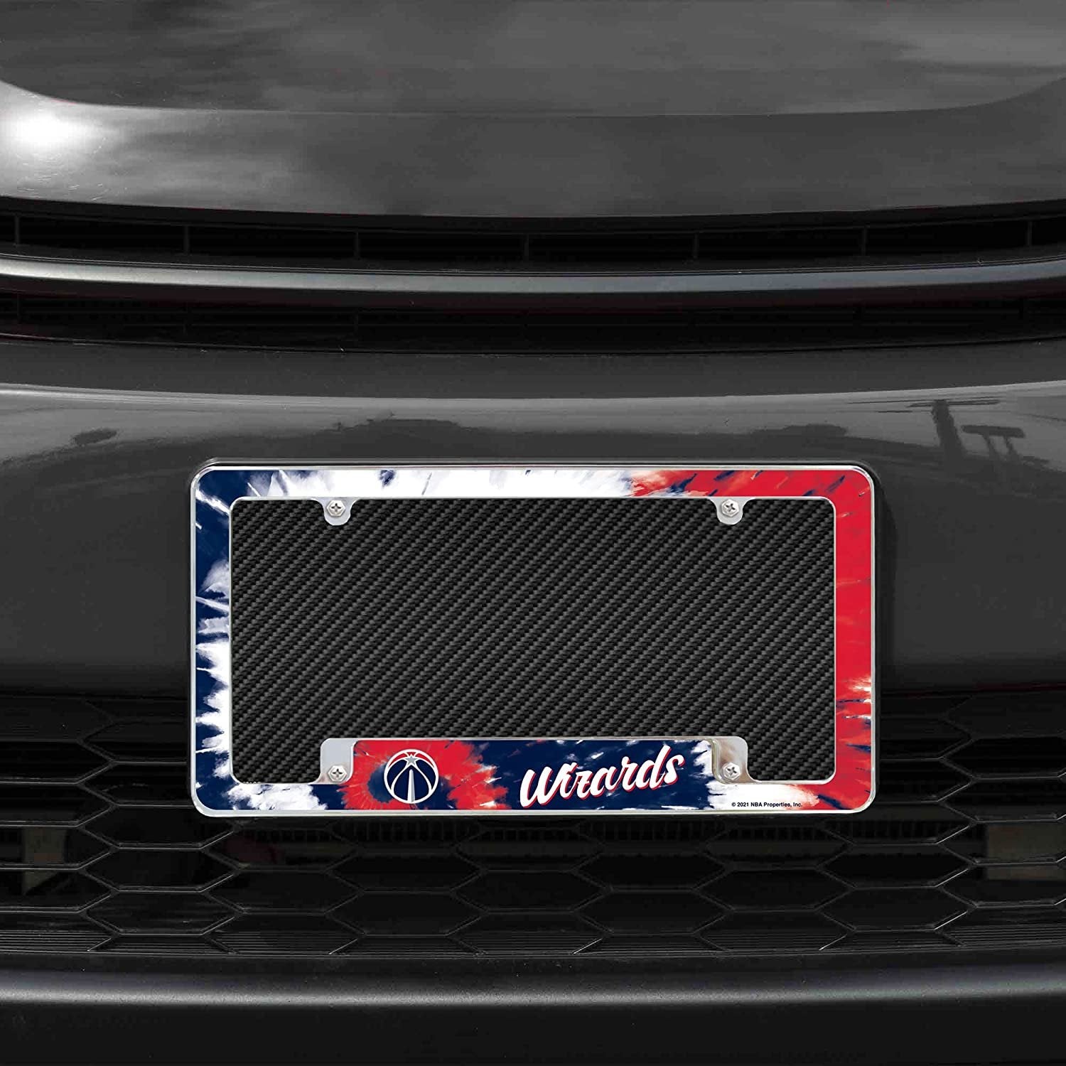 Washington Wizards Metal License Plate Frame Chrome Tag Cover Tie Dye Design 6x12 Inch