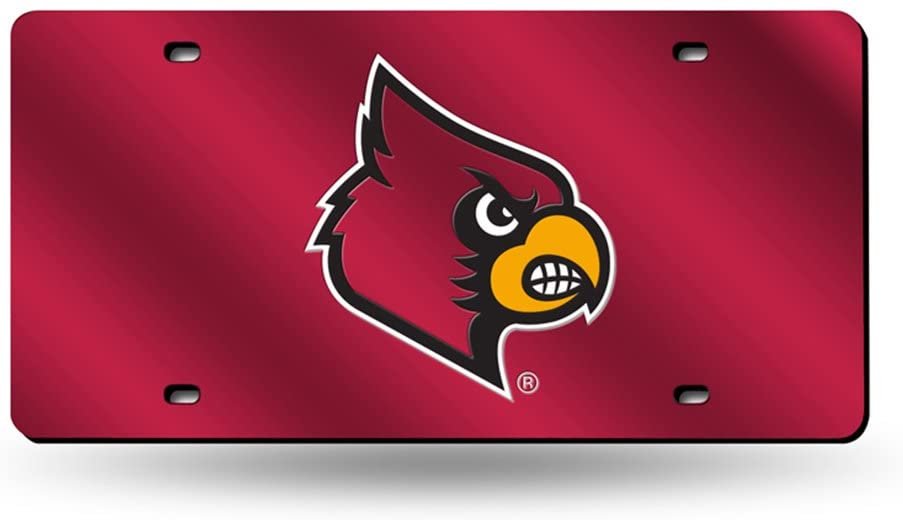 University of Louisville Cardinals Premium Laser Cut Tag License Plate, Mirrored Acrylic Inlaid, 12x6 Inch