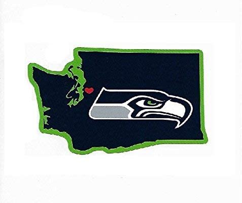 Seattle Seahawks 5 Inch Sticker Decal, Home State Design, Flat Vinyl, Full Adhesive Backing