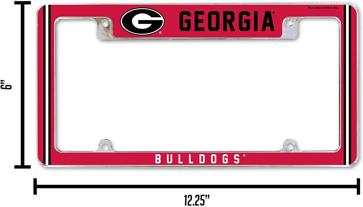 University of Georgia Bulldogs Metal License Plate Frame Chrome Tag Cover Alternate Design 6x12 Inch