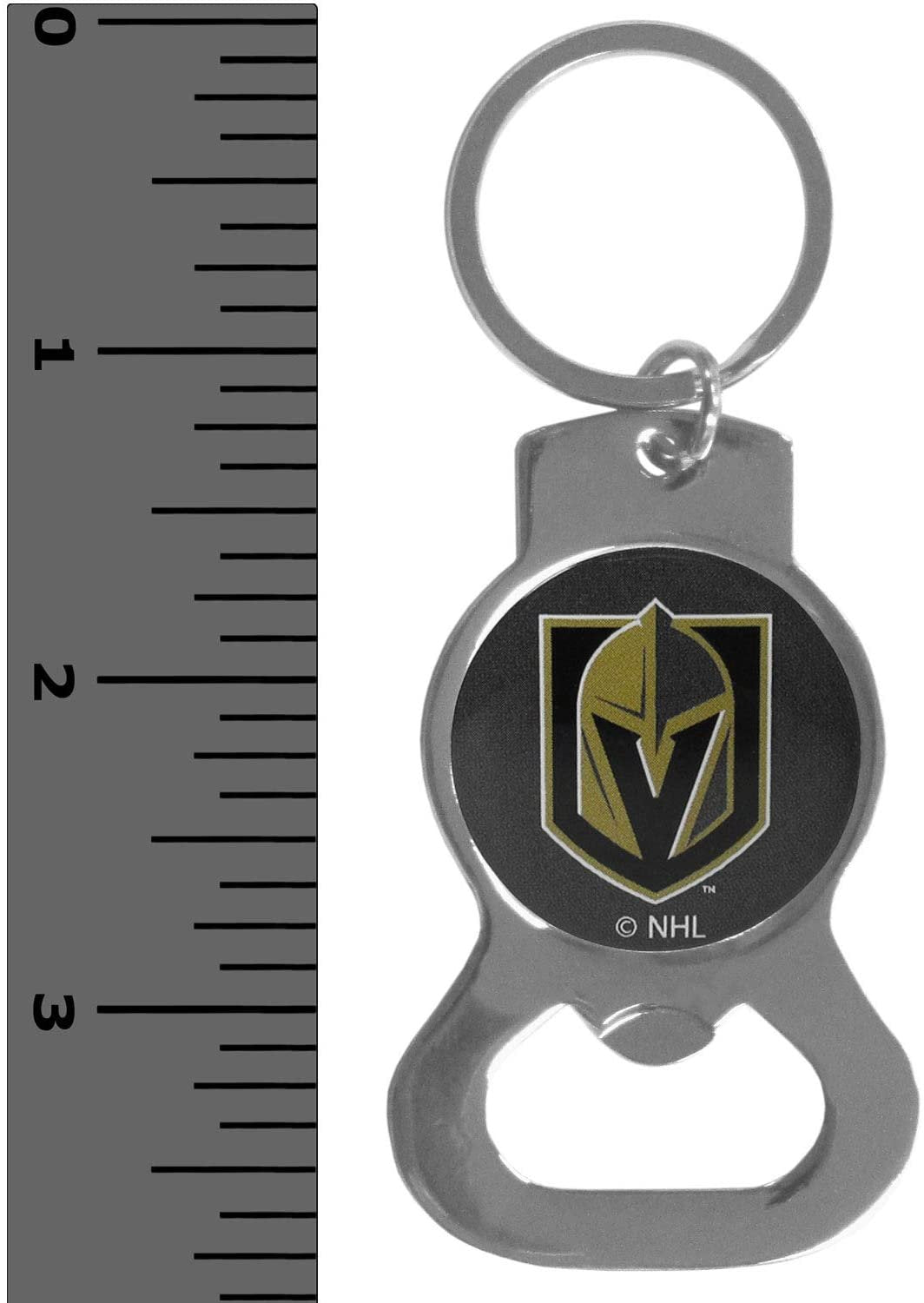 Vegas Golden Knights Premium Solid Metal Bottle Opener Keychain, Silver Key Ring, Team Logo