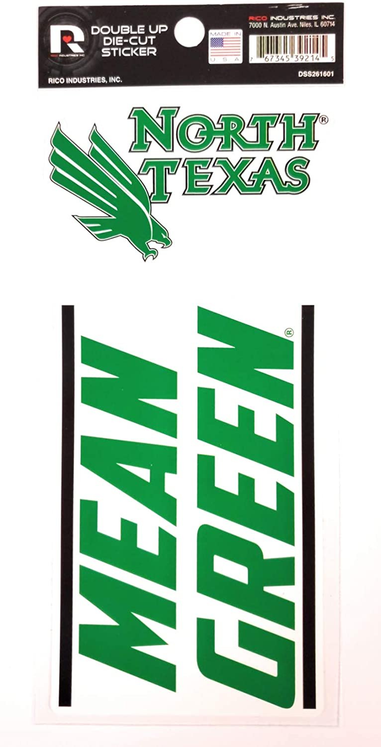 University of North Texas Mean Green 2-Piece Double Up Die Cut Sticker Decal Sheet, 4x8 Inch