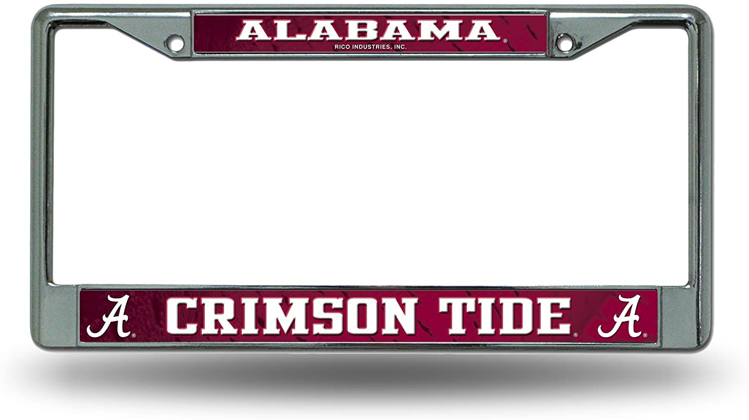 University of Alabama Crimson Tide Premium Metal License Plate Frame Chrome Tag Cover, 12x6 Inch