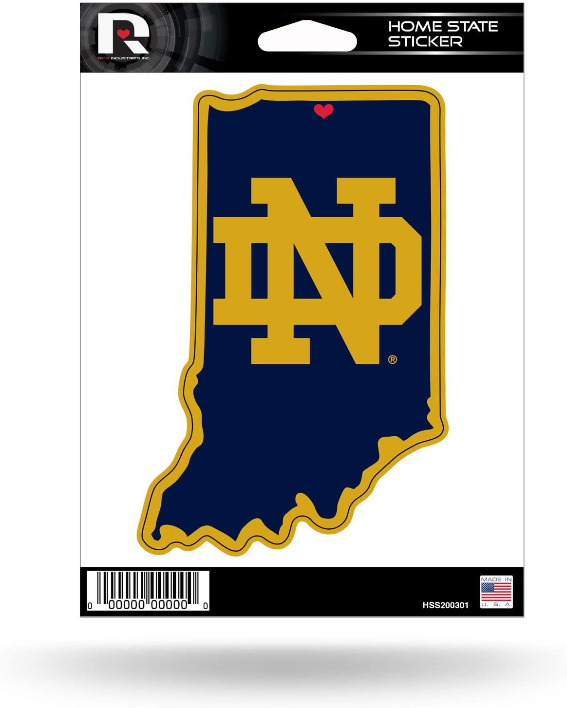 University of Notre Dame Fighting Irish 5 Inch Sticker Decal, Home State Design, Flat Vinyl, Full Adhesive Backing