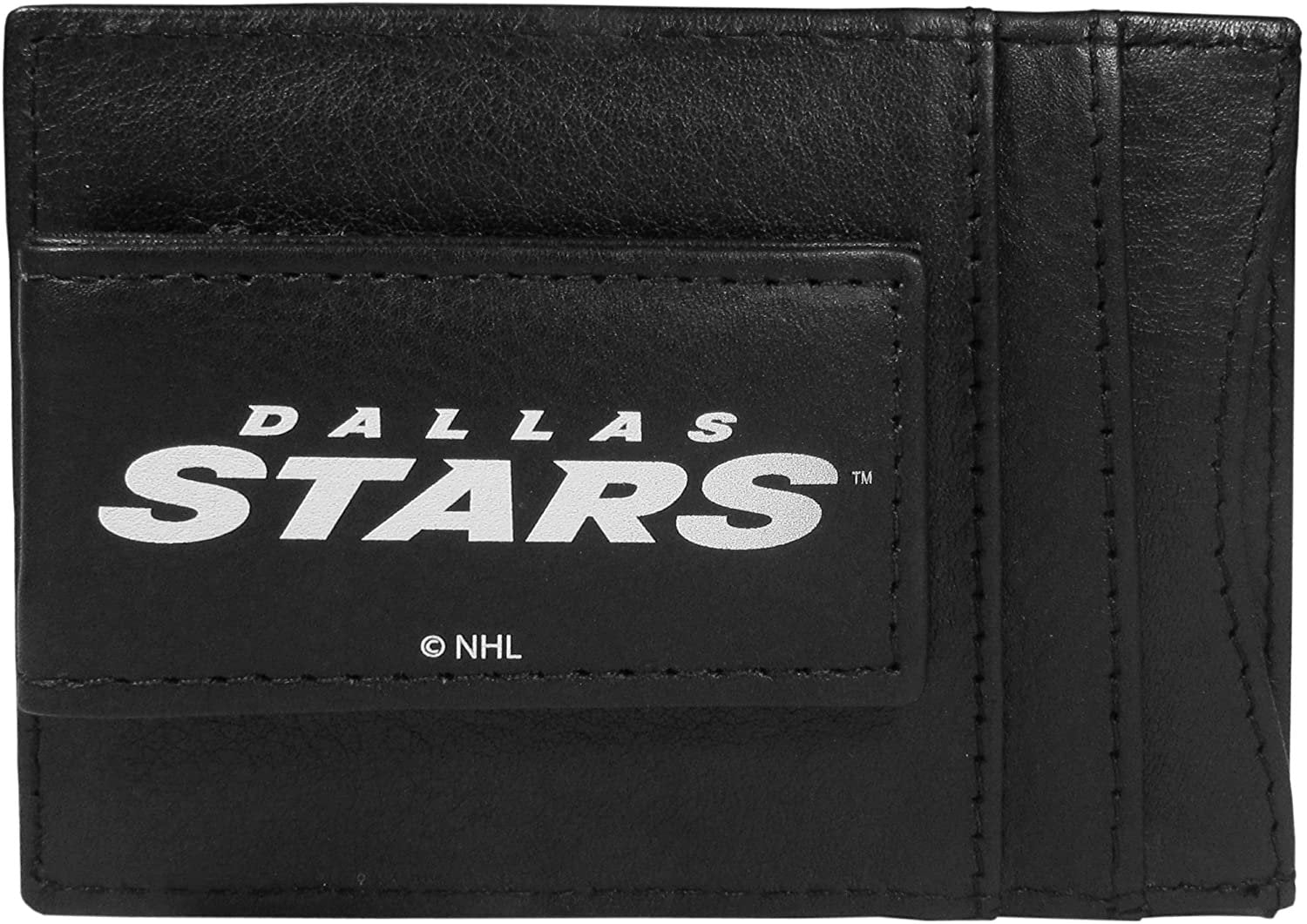 Dallas Stars Black Leather Wallet, Front Pocket Magnetic Money Clip, Printed Logo