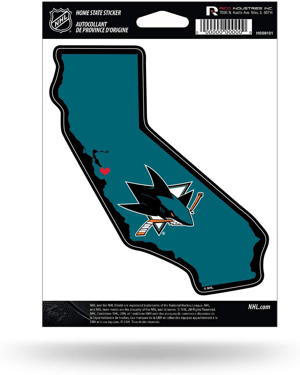 San Jose Sharks 5 Inch Sticker Decal, Home State Design, Flat Vinyl, Full Adhesive Backing