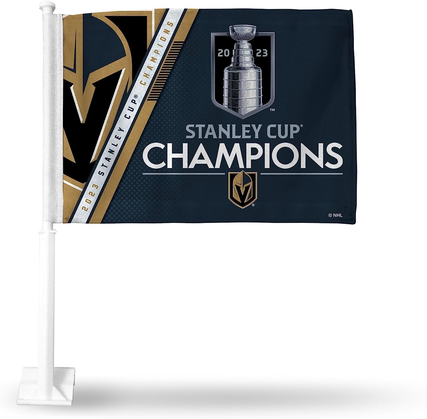 Vegas Golden Knights 2023 Stanley Cup Champions Double Sided Car Flag, Strong Pole That Hooks onto Car/Truck/Automobile