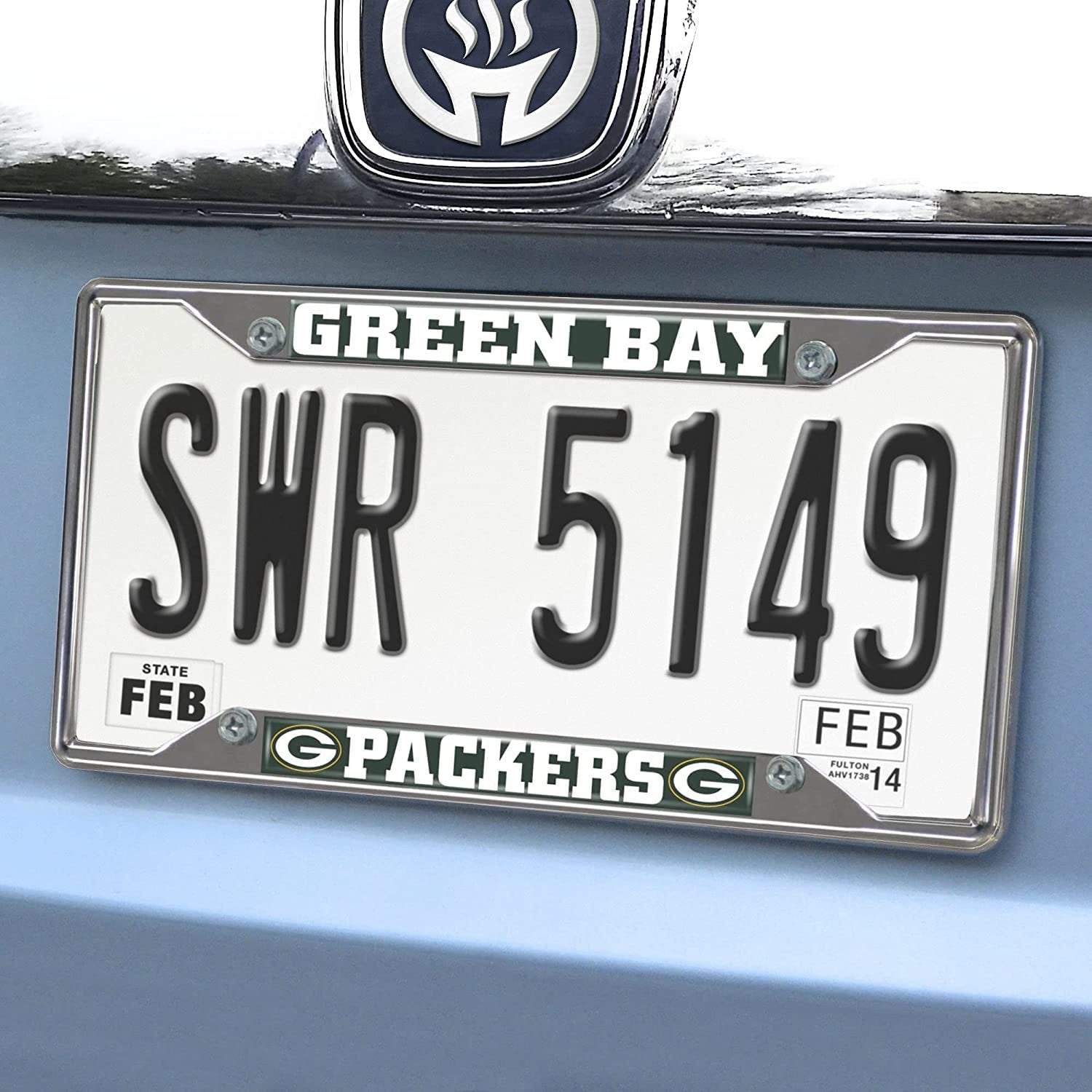 Green Bay Packers Chrome Metal License Plate Frame Tag Cover, 6x12 Inch