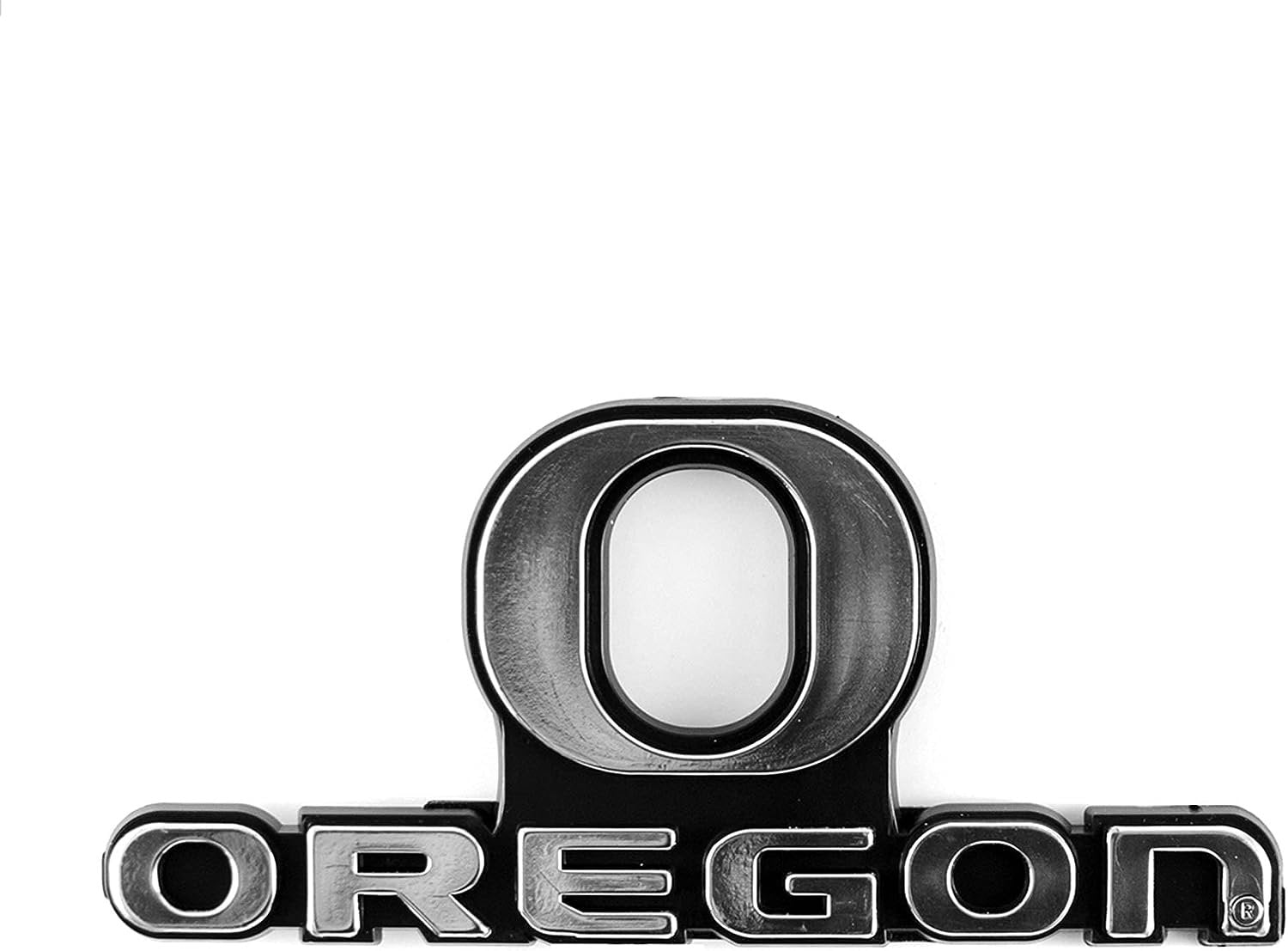 University of Oregon Ducks Silver Chrome Color Auto Emblem Raised Molded Adhesive Tape Backing