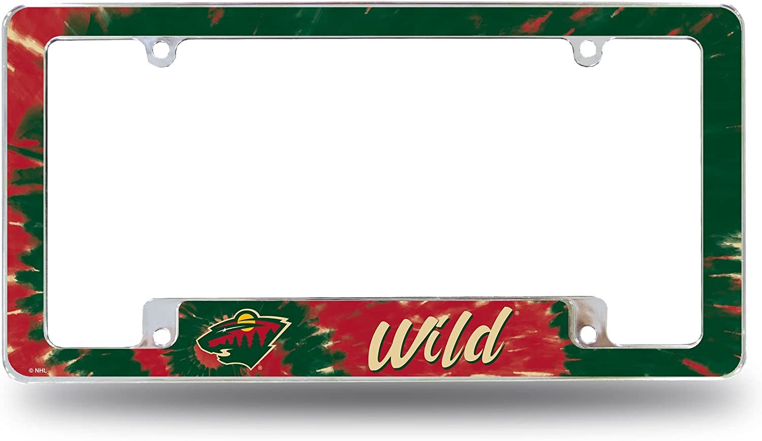 Minnesota Wild Metal License Plate Frame Chrome Tag Cover Tie Dye Design 6x12 Inch