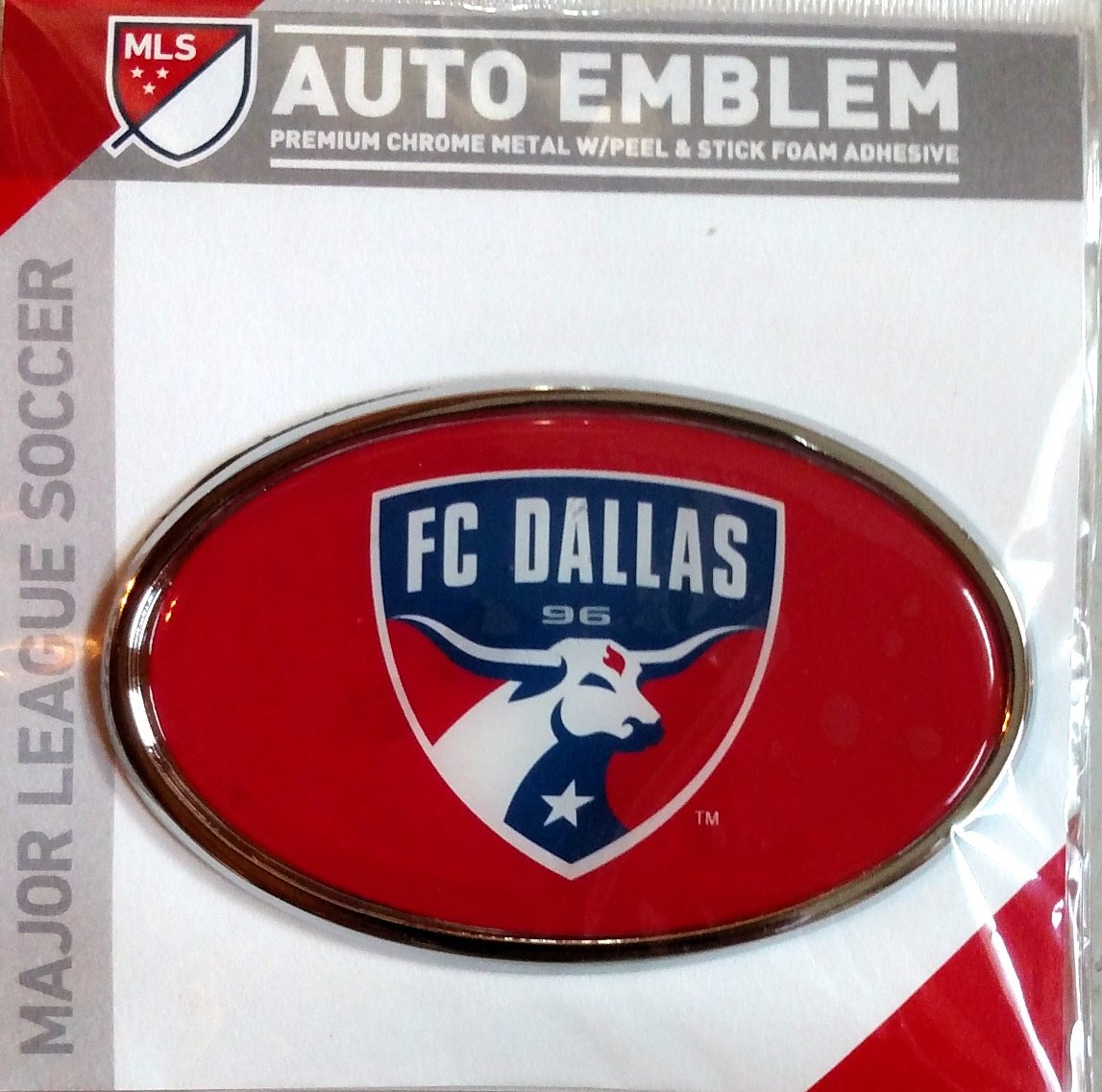 FC Dallas MLS Auto Emblem, Raised Metal Domed Oval Color Chrome, 4 Inch