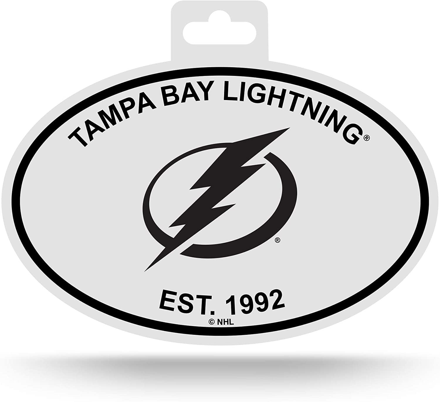 Tampa Bay Lightning Black and White Team Logo Oval Sticker Decal, 3.75x5.75 Inch, Full Adhesive Backing