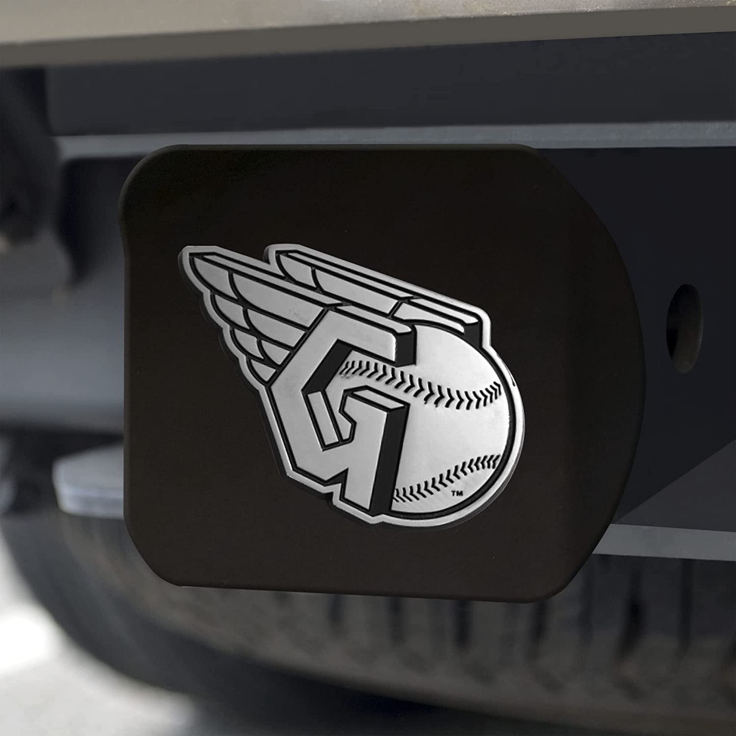 Cleveland Guardians Solid Metal Black Hitch Cover with Color Metal Emblem 2 Inch Square Type III
