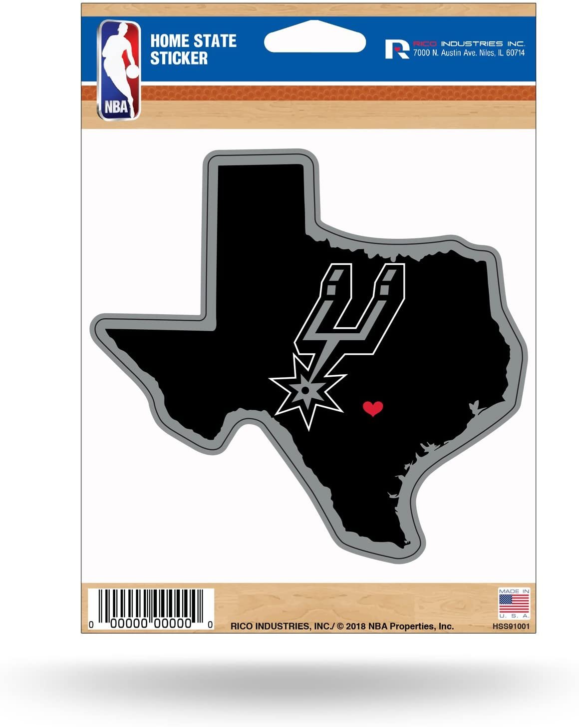 San Antonio Spurs 5 Inch Sticker Decal, Home State Design, Flat Vinyl, Full Adhesive Backing