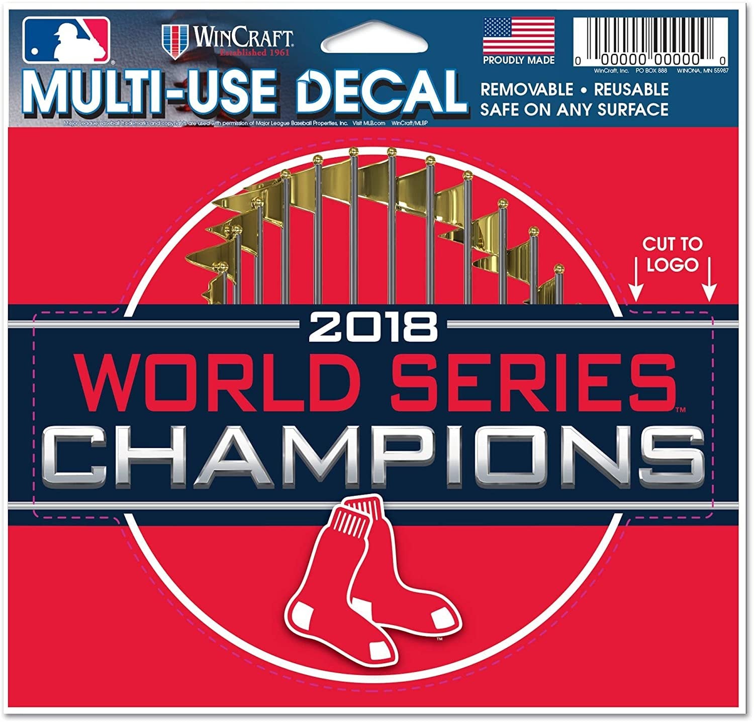 Boston Red Sox 2018 World Series Champions 5 Inch Die Cut Decal Sticker, Full Adhesive Backing
