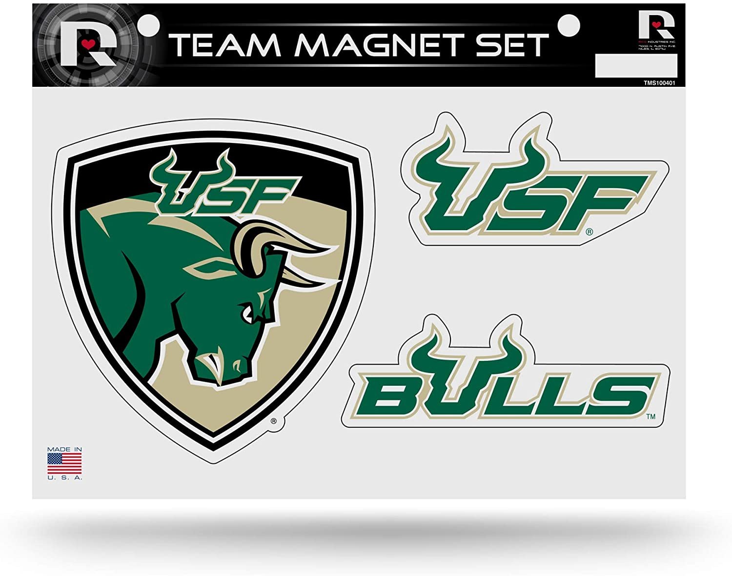 University of South Florida Bulls USF Multi Magnet Sheet Shape Cut 8x11 Inch