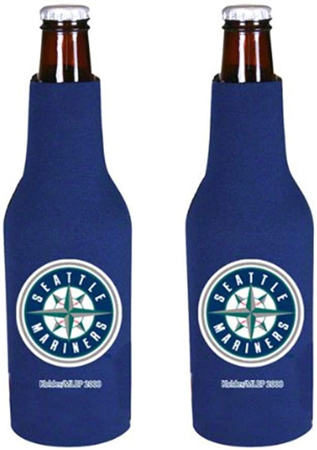 Seattle Mariners Pair of 16oz Drink Zipper Bottle Cooler Insulated Neoprene Beverage Holder, Logo Design