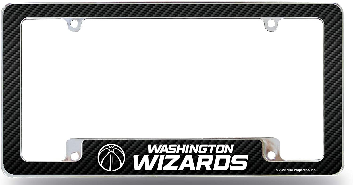 Washington Wizards Chrome Metal License Plate Frame Auto Tag Cover, 12x6 Inch, Carbon Fiber Design, Heavy Duty