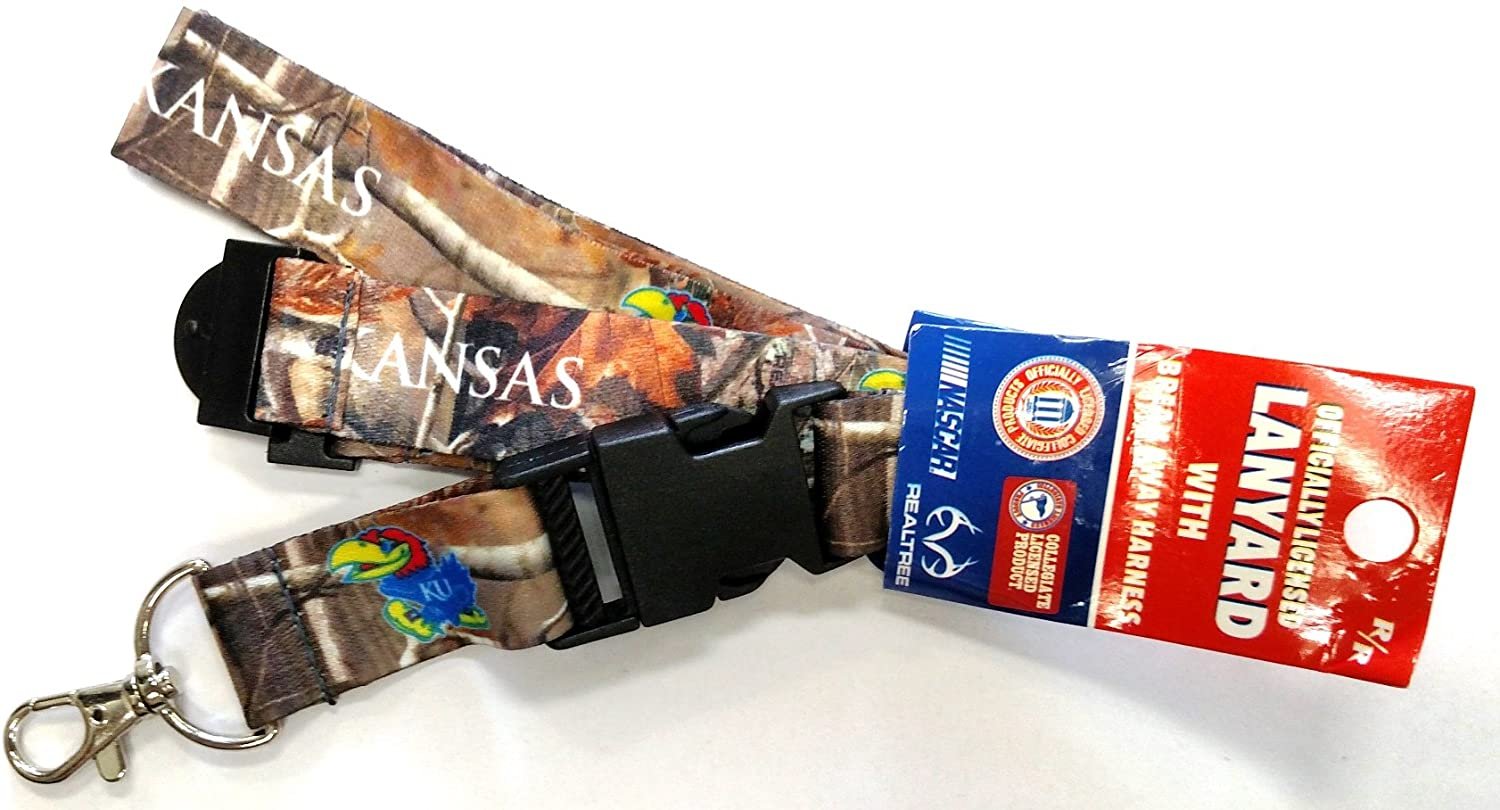 University of Kansas Jayhawks Camo Lanyard Keychain Double Sided Breakaway Safety Design Adult 18 Inch