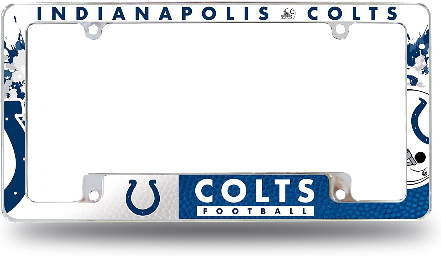 Indianapolis Colts Metal License Plate Frame 12x6 All Over Design EZ VIEW