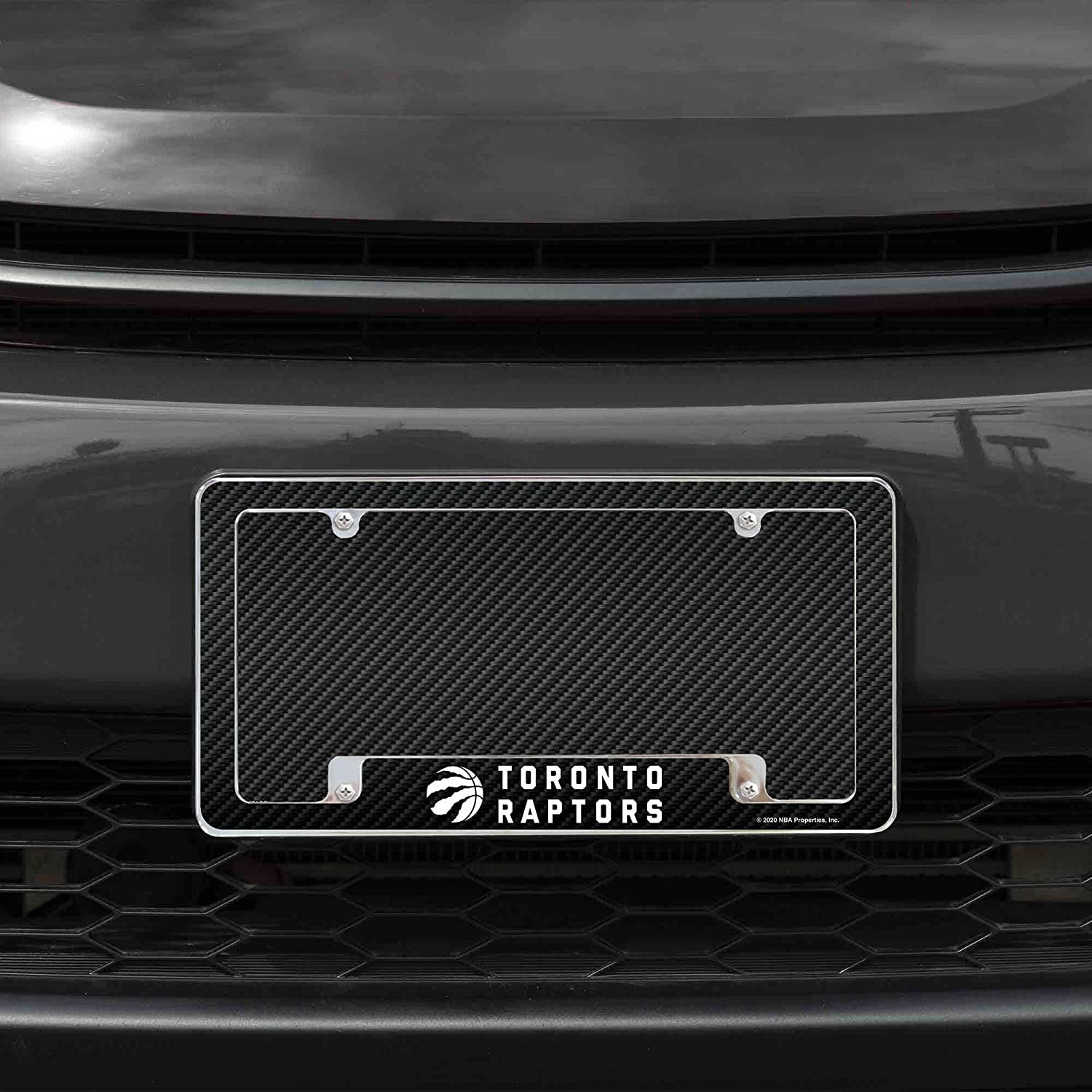 Toronto Raptors Metal License Plate Frame Chrome Tag Cover Carbon Fiber Design 6x12 Inch