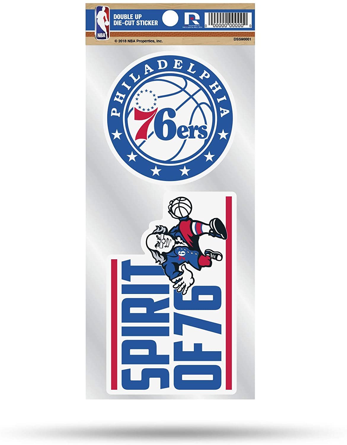 Philadelphia 76ers 2-Piece Double Up Die Cut Sticker Decal Sheet, 4x8 Inch