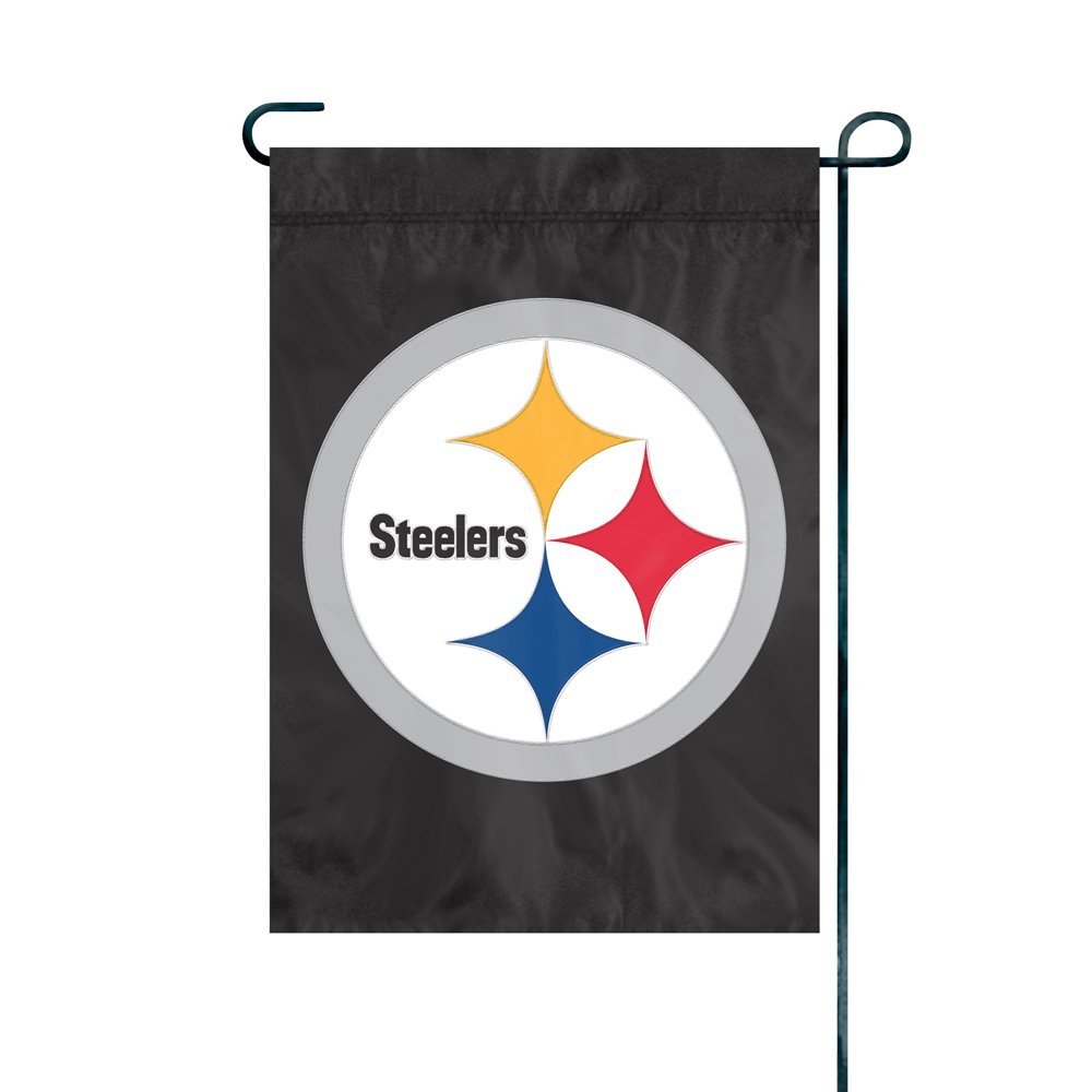Pittsburgh Steelers Premium Garden Flag Banner Applique Embroidered Black 12.5x18 Inch