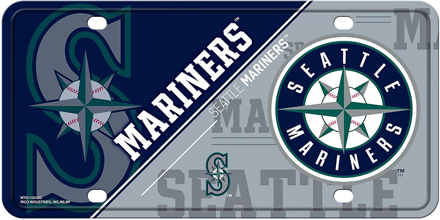 Seattle Mariners Metal Auto Tag License Plate, Split Design, 6x12 Inch