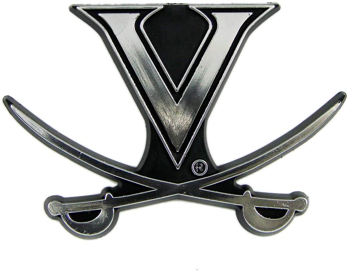 University of Virginia Cavaliers Auto Emblem, Plastic Molded, Silver Chrome Color, Raised 3D Effect, Adhesive Backing