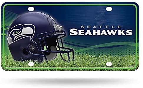 Seattle Seahawks Metal Auto Tag License Plate, Helmet Design, 12x6 Inch