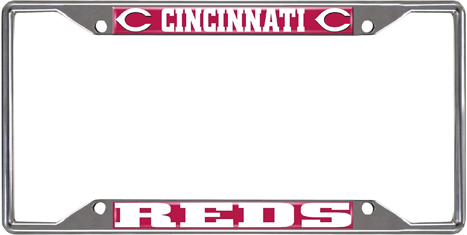 Cincinnati Reds Metal License Plate Frame Tag Cover Chrome 6x12 Inch