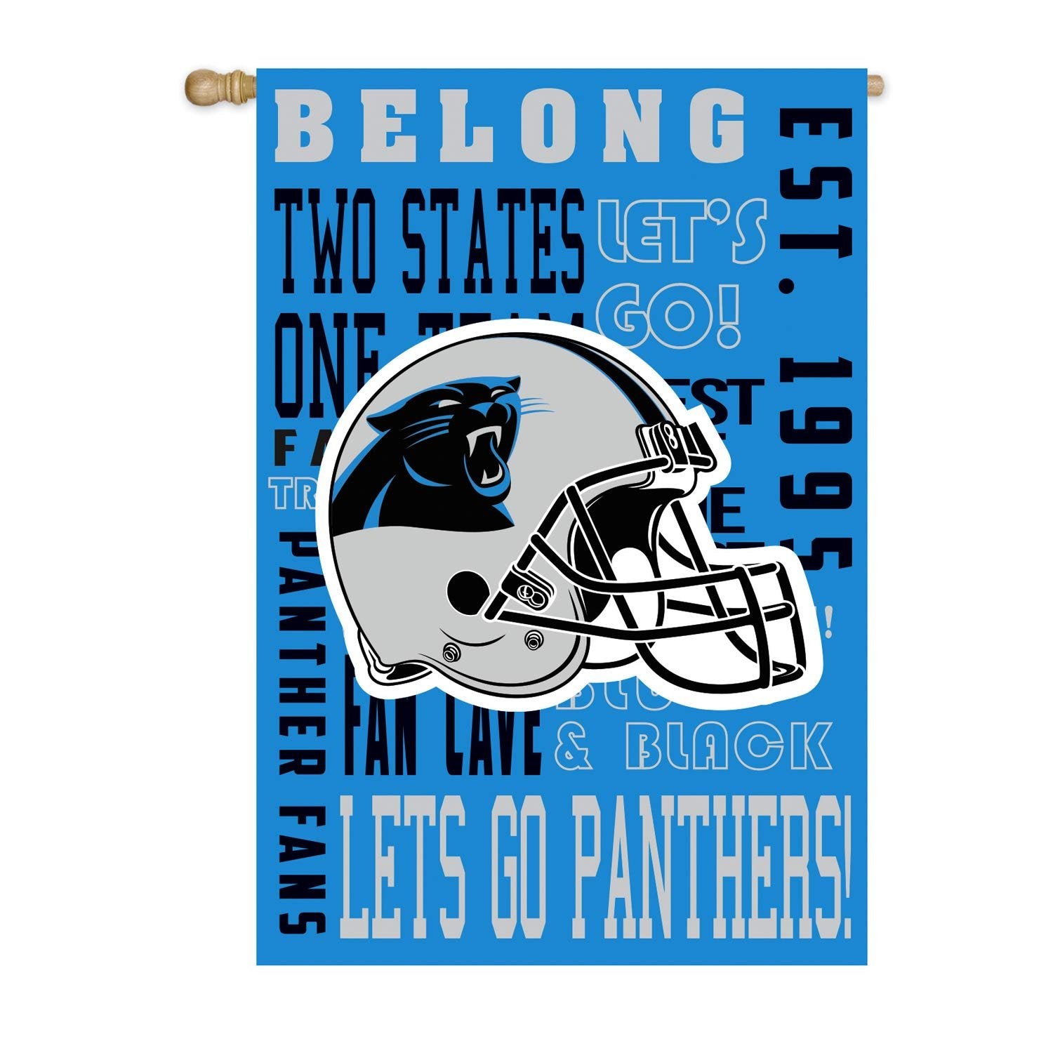 Carolina Panthers Premium Double Sided Banner House Flag, Fan Rules Design, 28x44 Inch