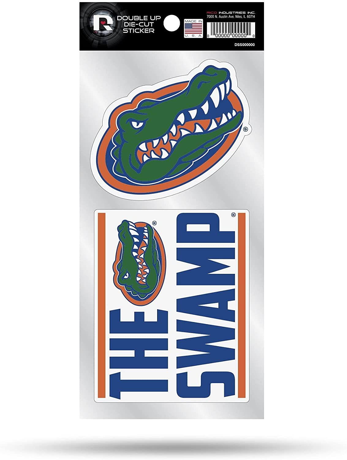 University of Florida Gators 2-Piece Double Up Die Cut Sticker Decal Sheet, 4x8 Inch