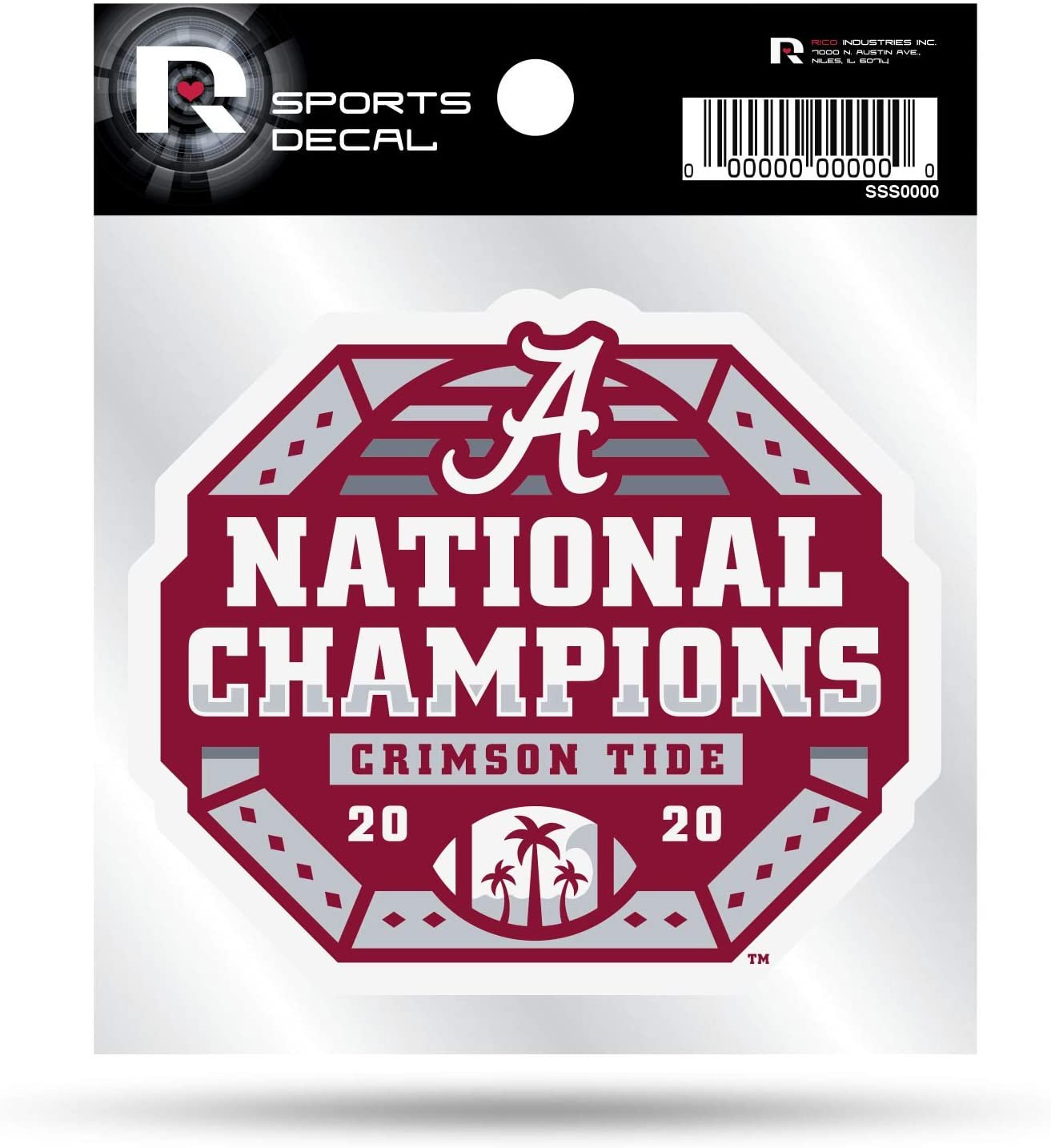 Alabama Crimson Tide 2020 Champions 4x4 Inch Static Cling Flat Decal Sticker University of