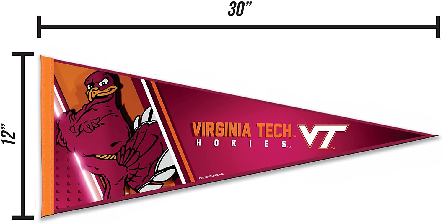 Virginia Tech Hokies Soft Felt Pennant, Primary Design, 12x30 Inch, Easy To Hang