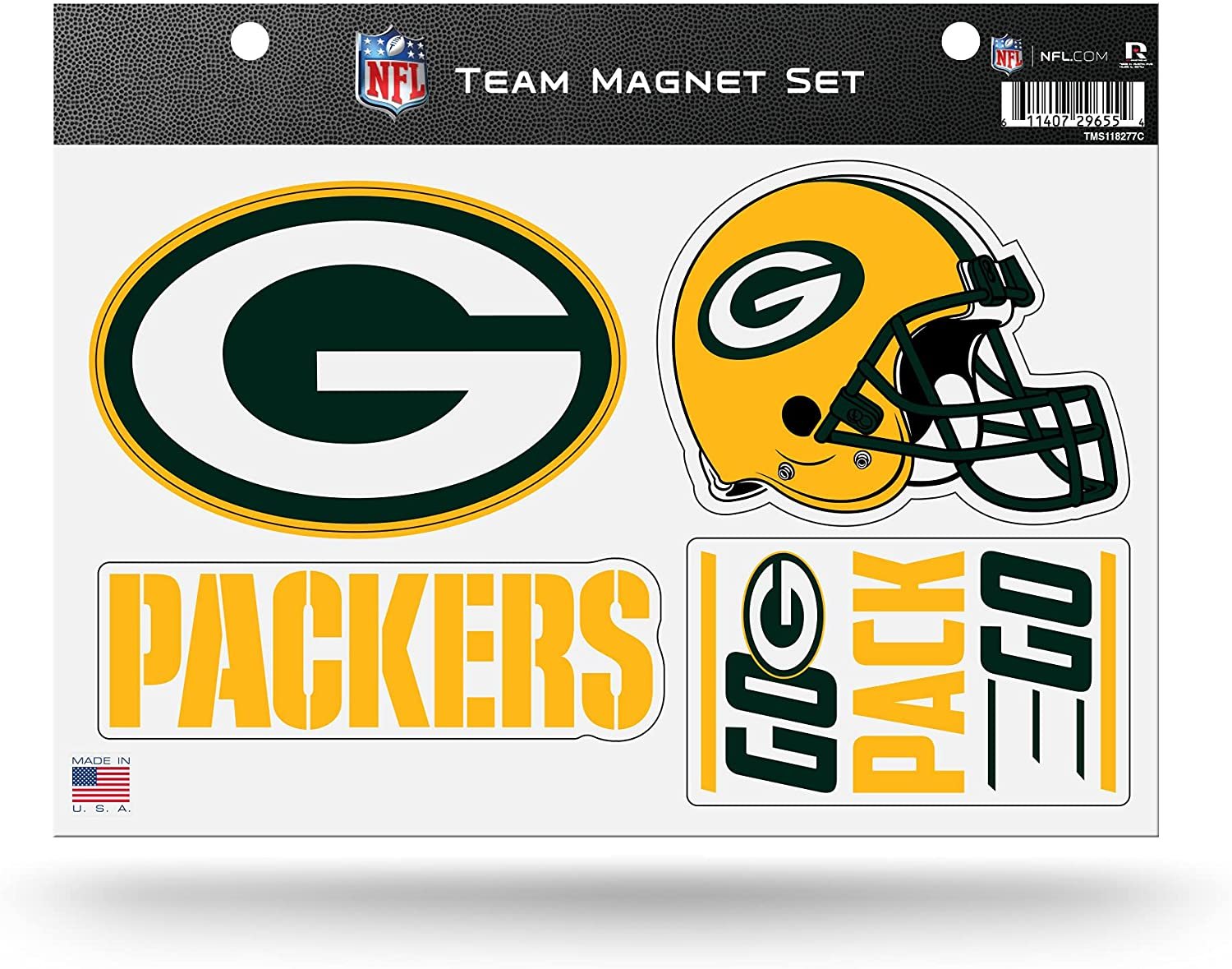Green Bay Packers 4 Piece Team Magnet Sheet Set 8.5x11 Inch Alternate Design
